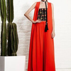 NWT Alice + Olivia | Maxi Vest Poppy Red Crepe Sleeveless Angelica Size Large